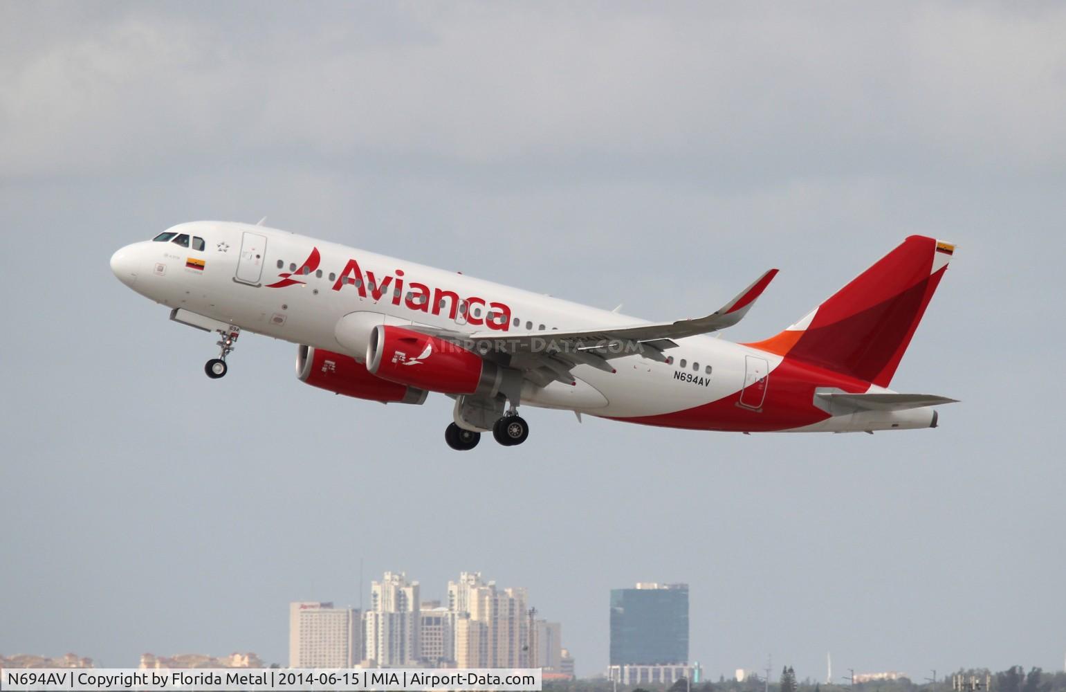 N694AV, 2014 Airbus A319-132 C/N 6068, Avianca
