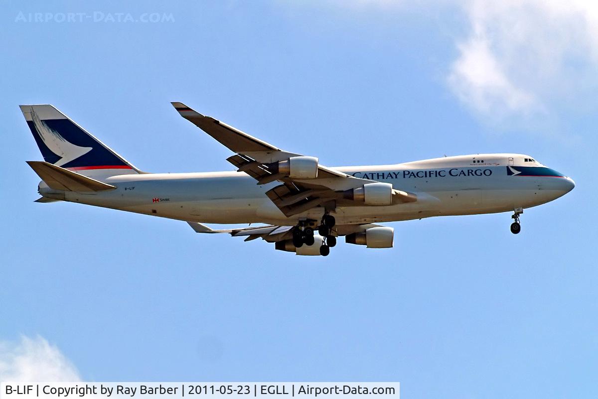 B-LIF, 2009 Boeing 747-467ERF C/N 36871, Boeing 747-467ERF [36871] (Cathay Pacific Cargo) Home~G 23/05/2011. On approach 27L.