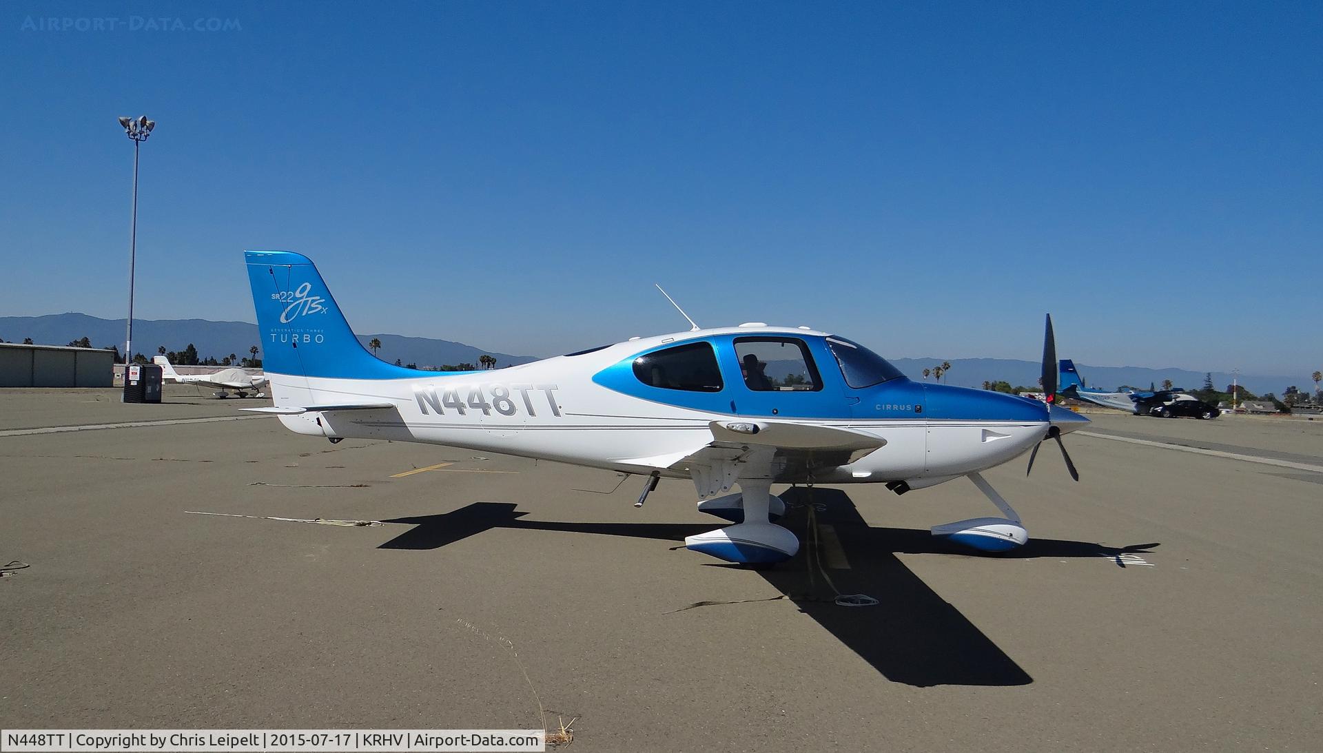 N448TT, 2008 Cirrus SR22 G3 GTSX Turbo C/N 3073, A beautiful locally based 2008 Cirrus SR22 Turbo parked at the south tie downs at Reid Hillview Airport, CA.