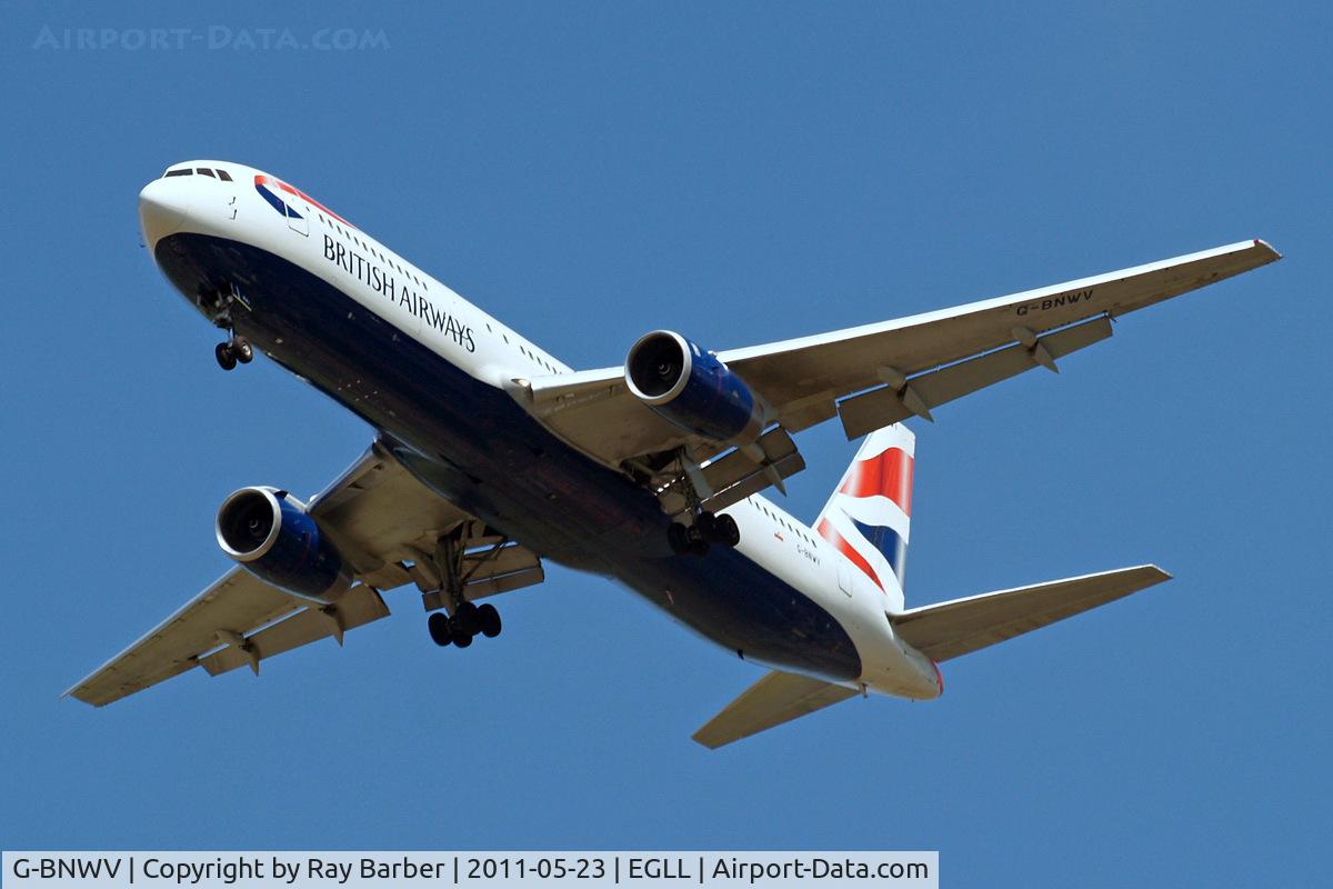G-BNWV, 1993 Boeing 767-336 C/N 27140, Boeing 767-336ER [27140] (British Airways) Home~G 23/05/2011. On approach 27R.