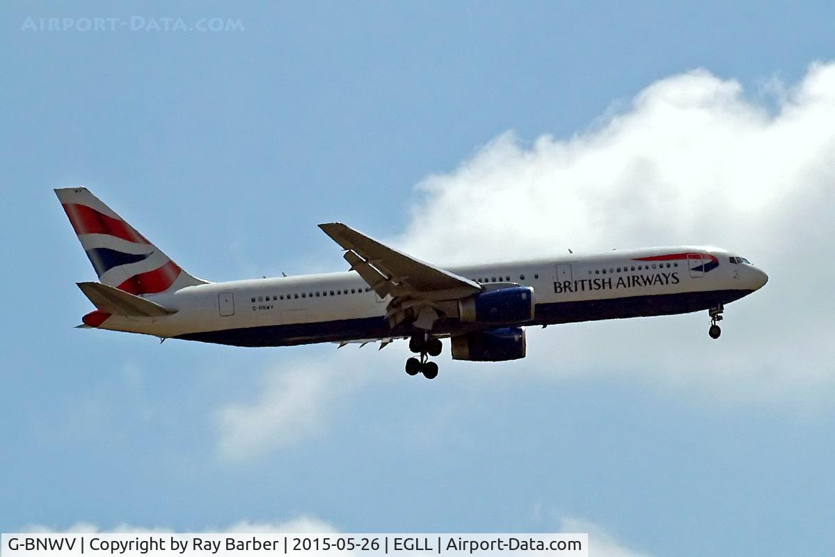 G-BNWV, 1993 Boeing 767-336 C/N 27140, Boeing 767-336ER [27140] (British Airways) Home~G 26/05/2015. On approach 27L.