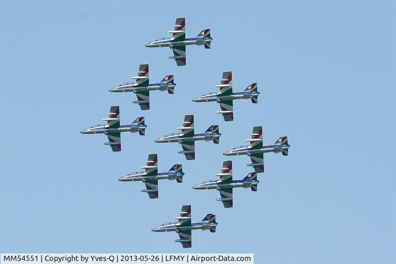 MM54551, Aermacchi MB-339PAN C/N 6772/167/AD018, Italian Air Force Aermacchi MB-339PAN, Frecce Tricolori Leader, Salon De Provence Air Base 701 (LFMY) Open day 2013