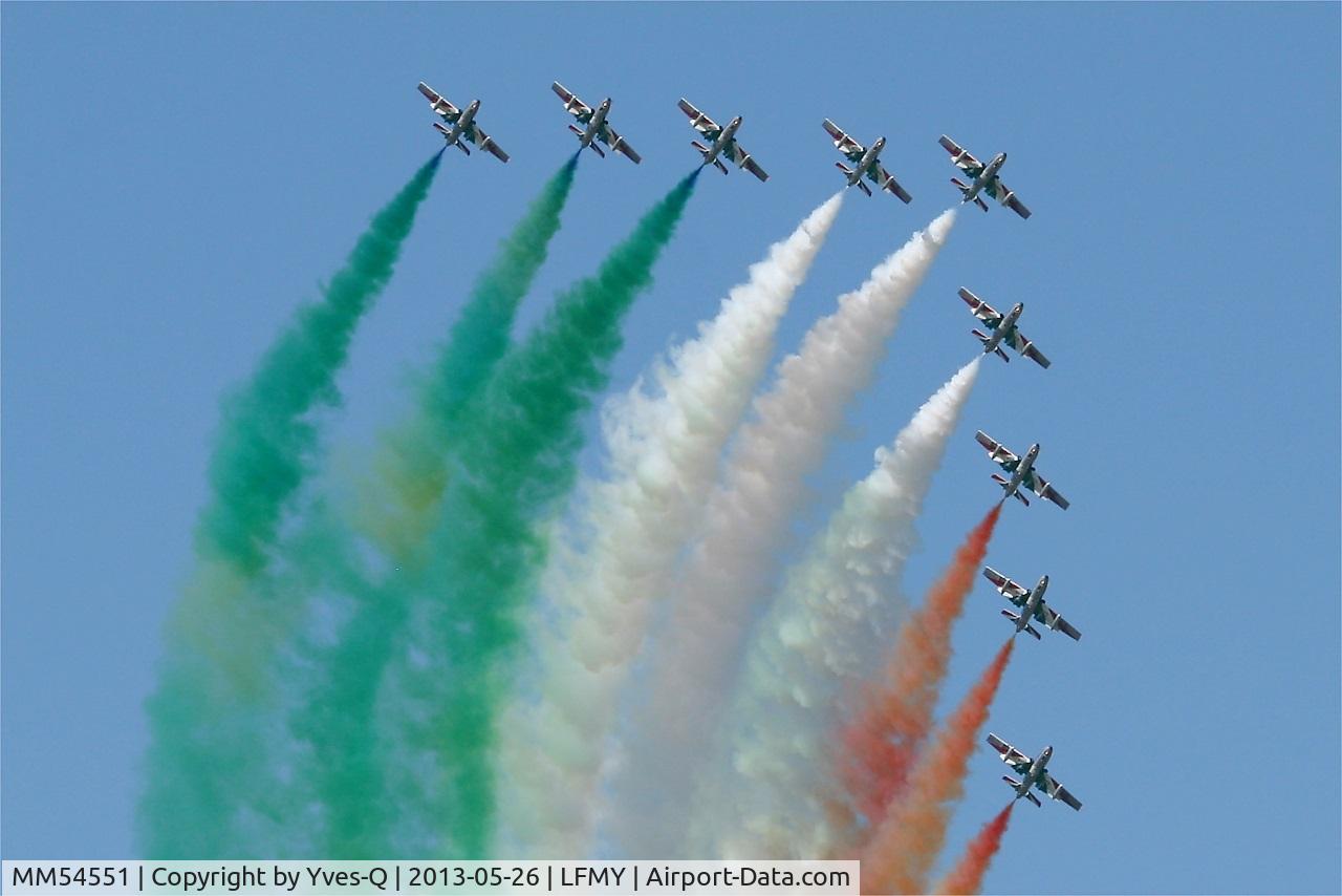 MM54551, Aermacchi MB-339PAN C/N 6772/167/AD018, Italian Air Force Aermacchi MB-339PAN, Frecce Tricolori Leader, Salon De Provence Air Base 701 (LFMY) Open day 2013