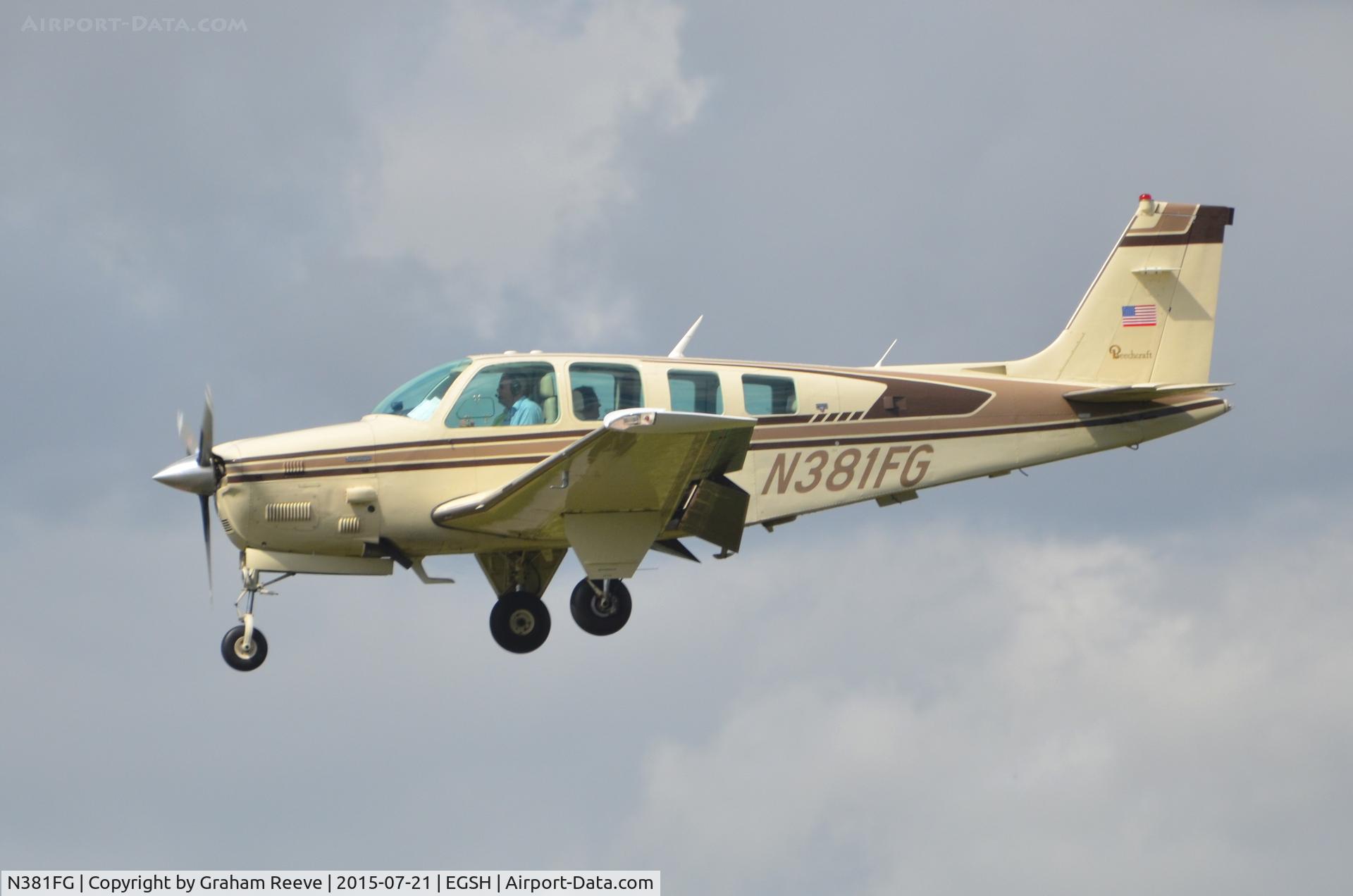 N381FG, Beechcraft A36TC Bonanza C/N EA-249, Landing at Norwich.