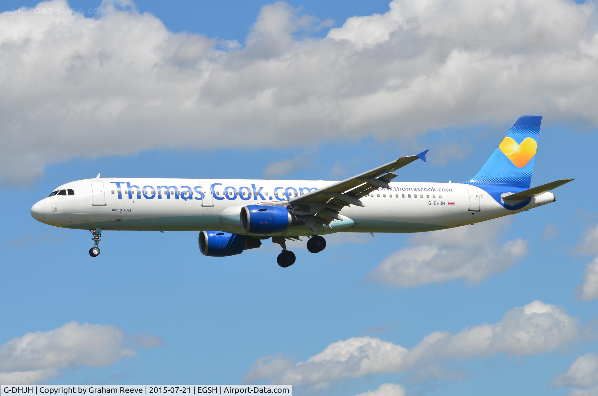 G-DHJH, 2000 Airbus A321-211 C/N 1238, Landing at Norwich.
