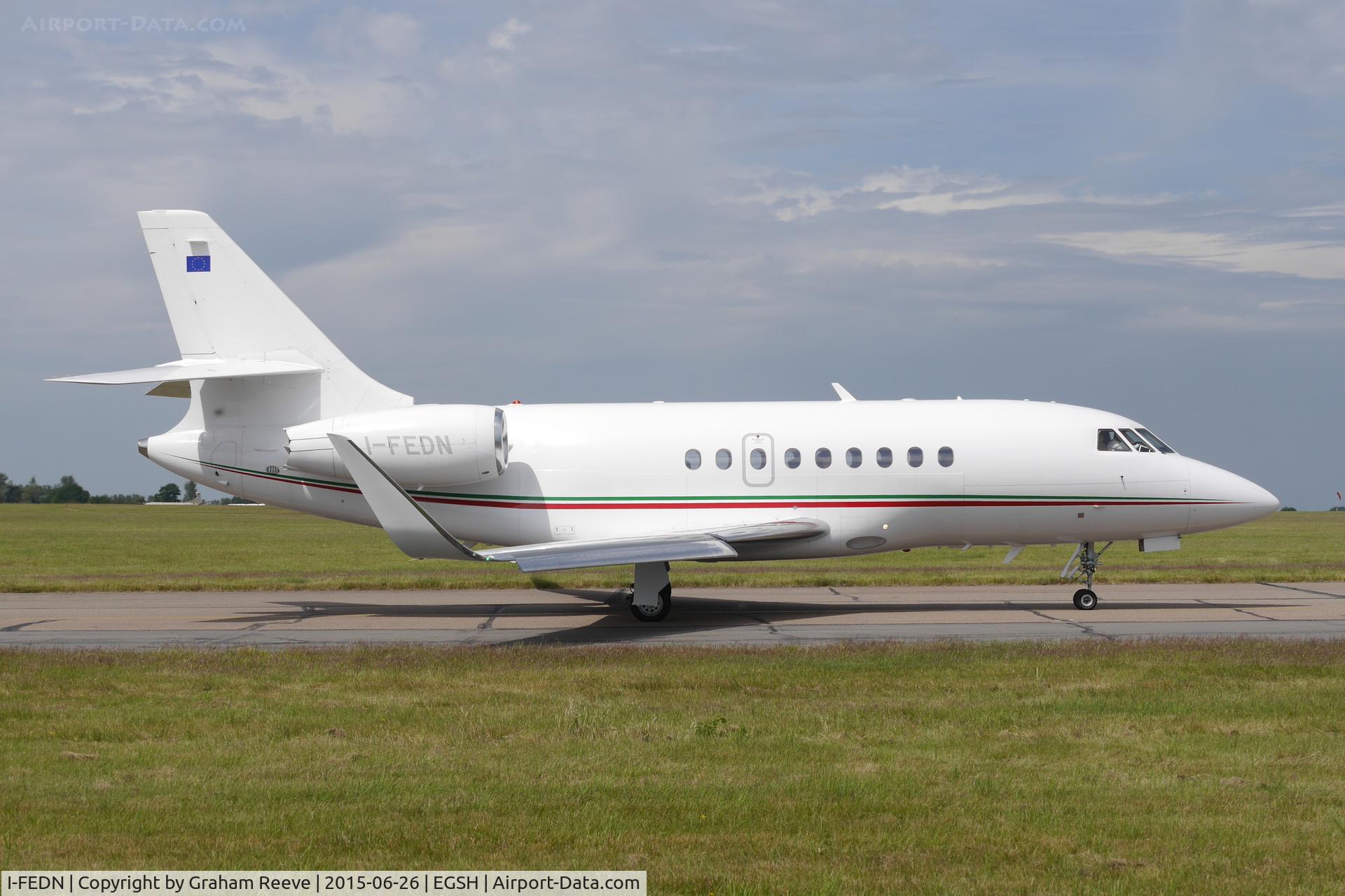 I-FEDN, 2009 Dassault Falcon 2000LX C/N 204, Departing from Norwich.