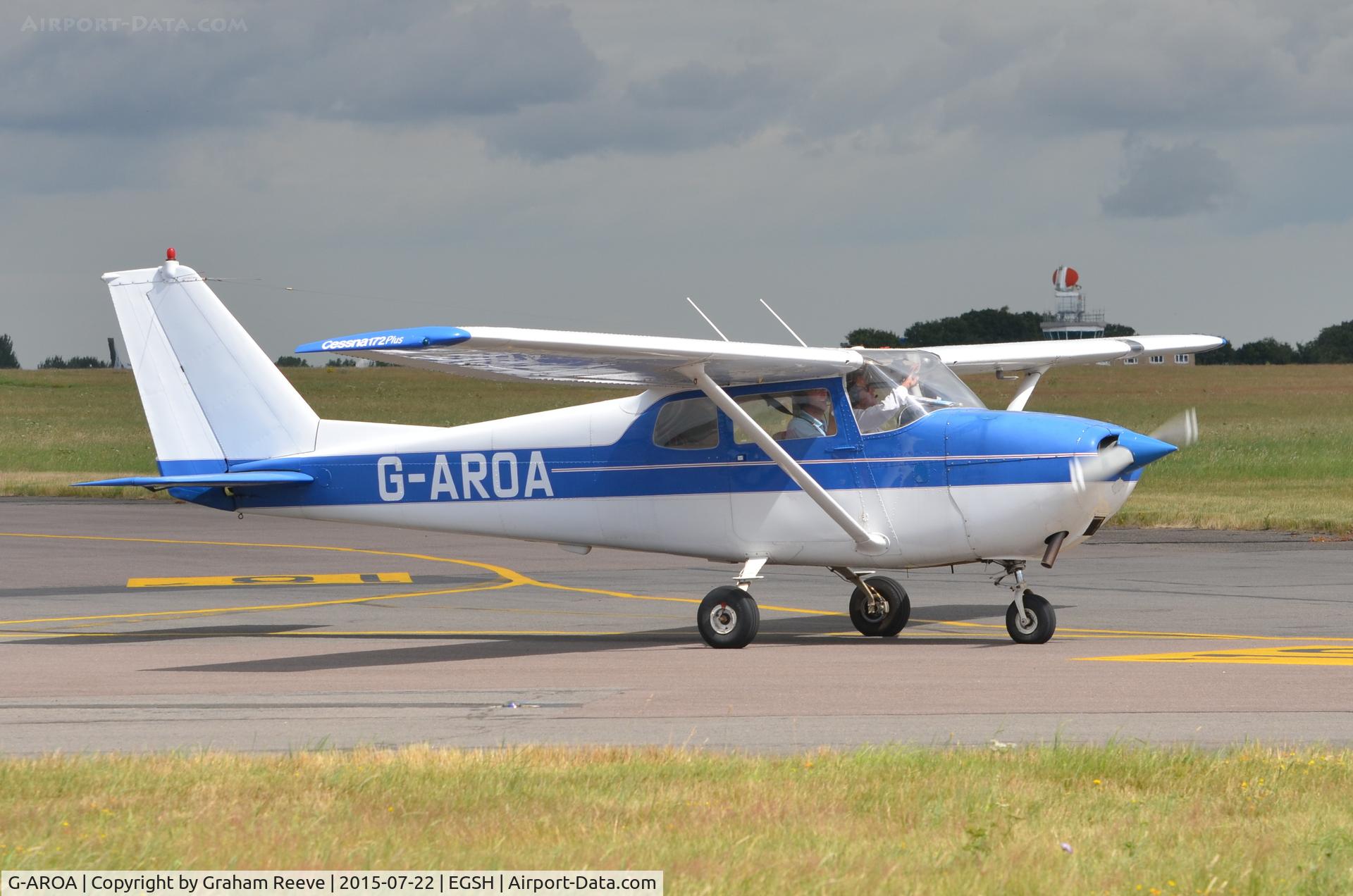 G-AROA, 1961 Cessna 172B C/N 17248628, Departing from Norwich.
