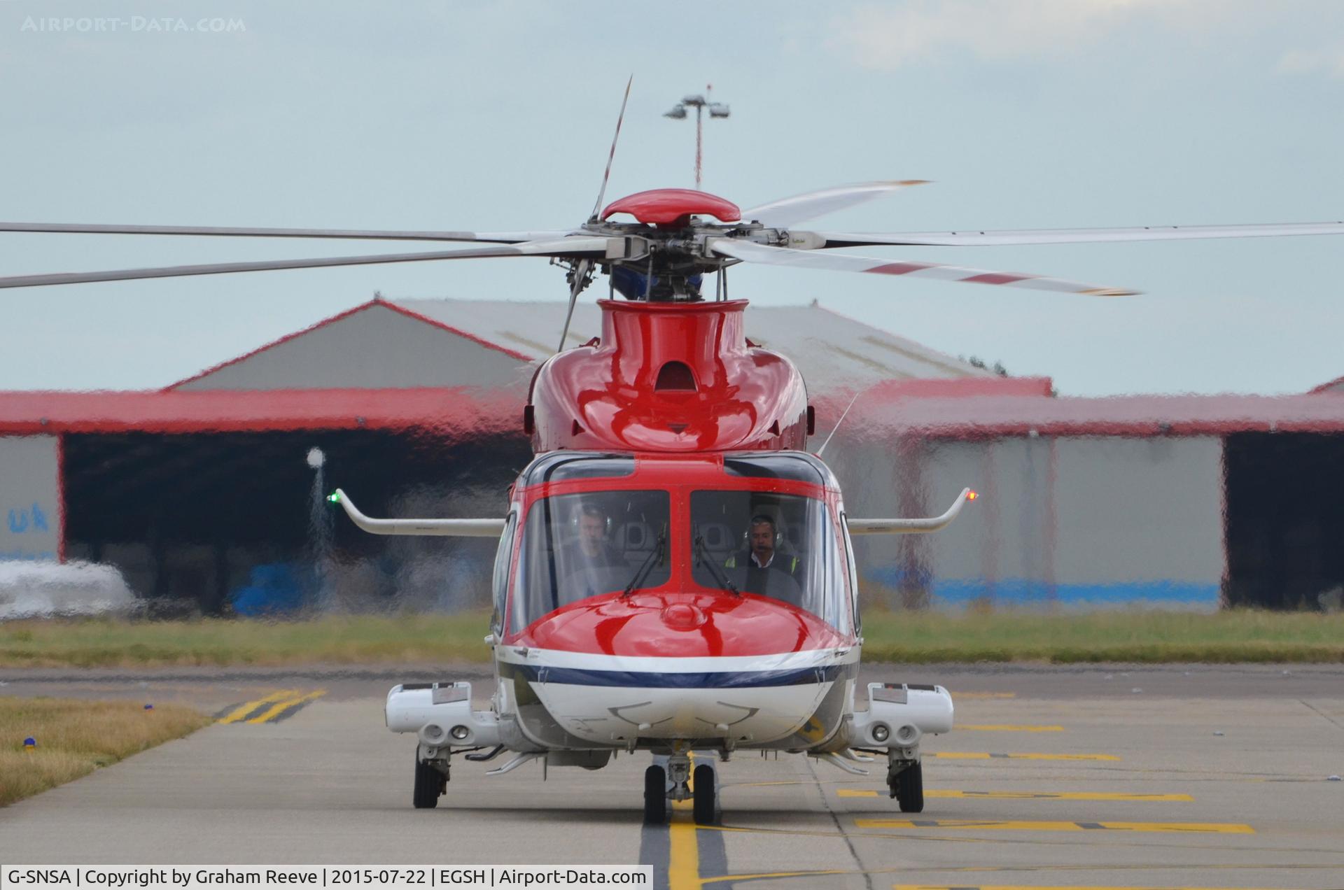 G-SNSA, 2010 AgustaWestland AW-139 C/N 31308, Just landed at Norwich.