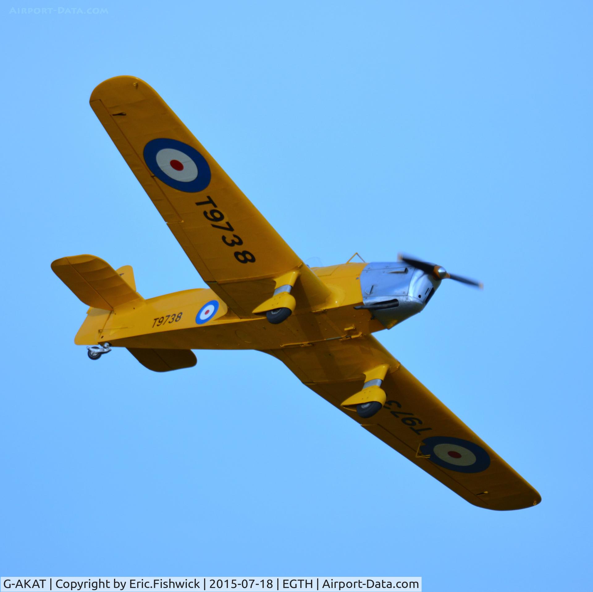 G-AKAT, 1940 Miles M14A Hawk Trainer 3 C/N 2005, 44. T9738 at Shuttleworth Best of British Airshow, July 2015.