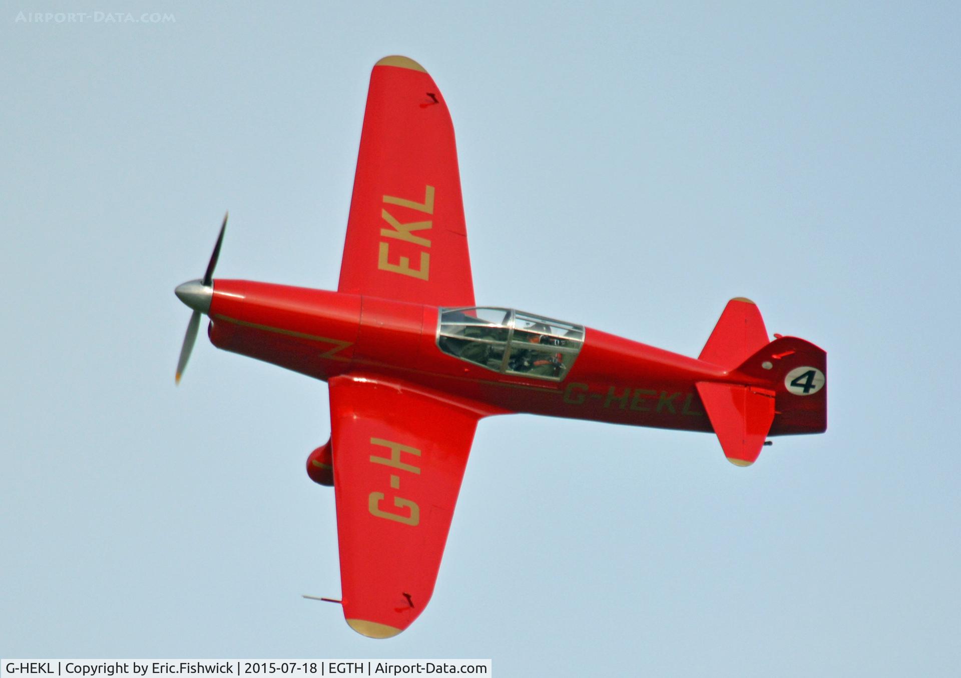 G-HEKL, 2008 Percival Mew Gull replica C/N PFA 013-14759, 41. G-HEKL in display mode at Shuttleworth Best of British Airshow, July 2015.