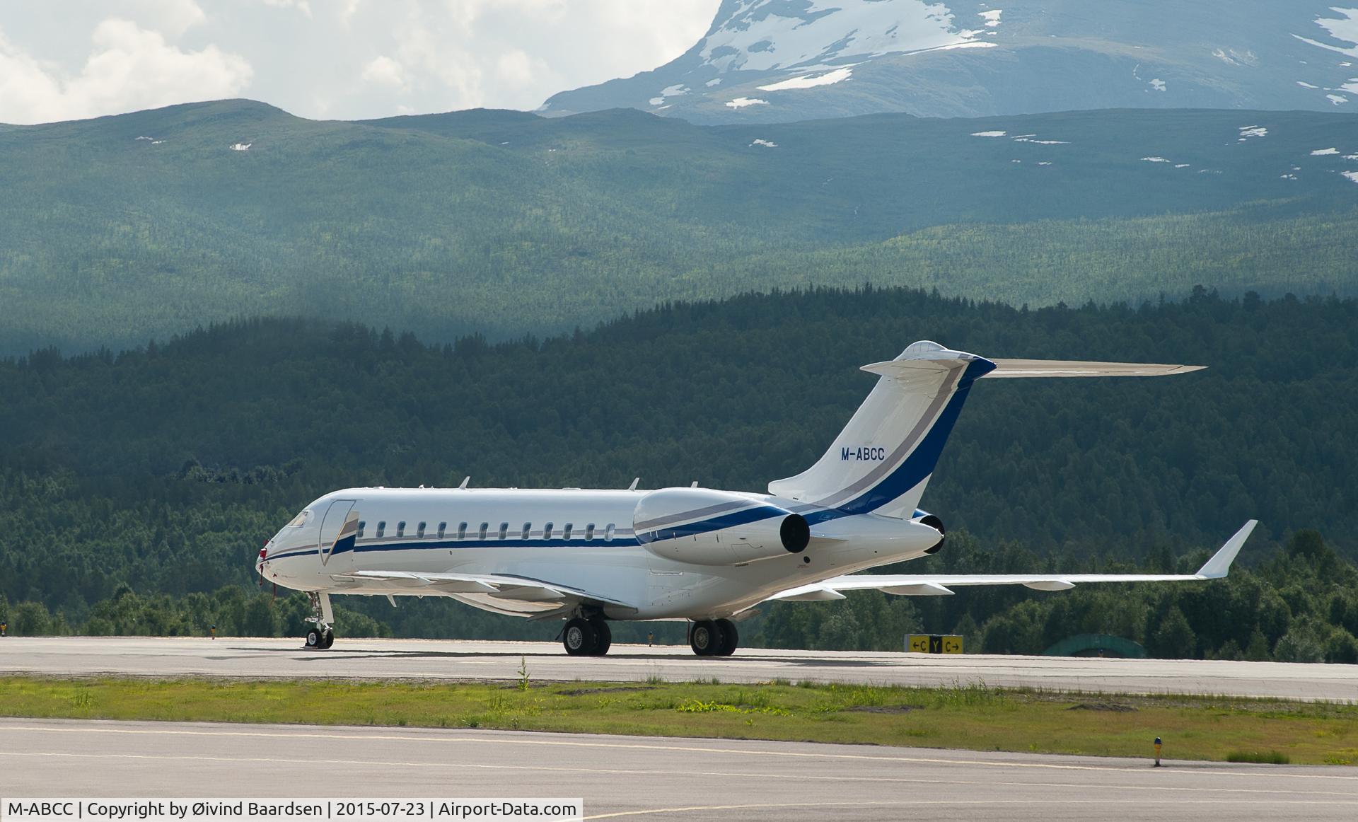 M-ABCC, 2012 Bombardier BD-700-1A10 Global 6000 C/N 9562, M-ABCC at Bardufoss airfield, northern Norway in July 2015.