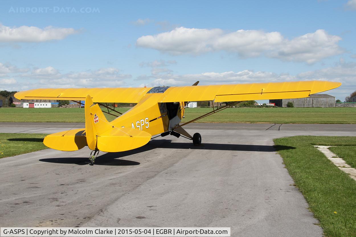 G-ASPS, 1947 Piper J3C-90 Cub C/N 22809, Piper J3C-90 at The Real Aeroplane Club's Auster Fly-In, Breighton Airfield, May 4th 2015.
