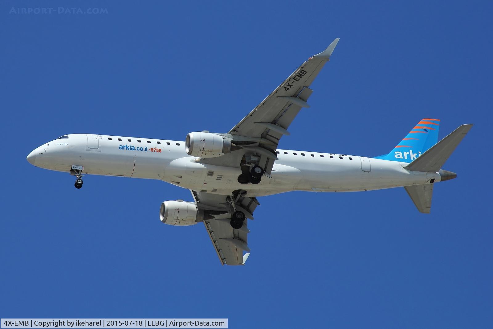 4X-EMB, 2013 Embraer 190LR (ERJ-190-100LR) C/N 19000616, Flight from Rhodos, Greece, landing runway 30.