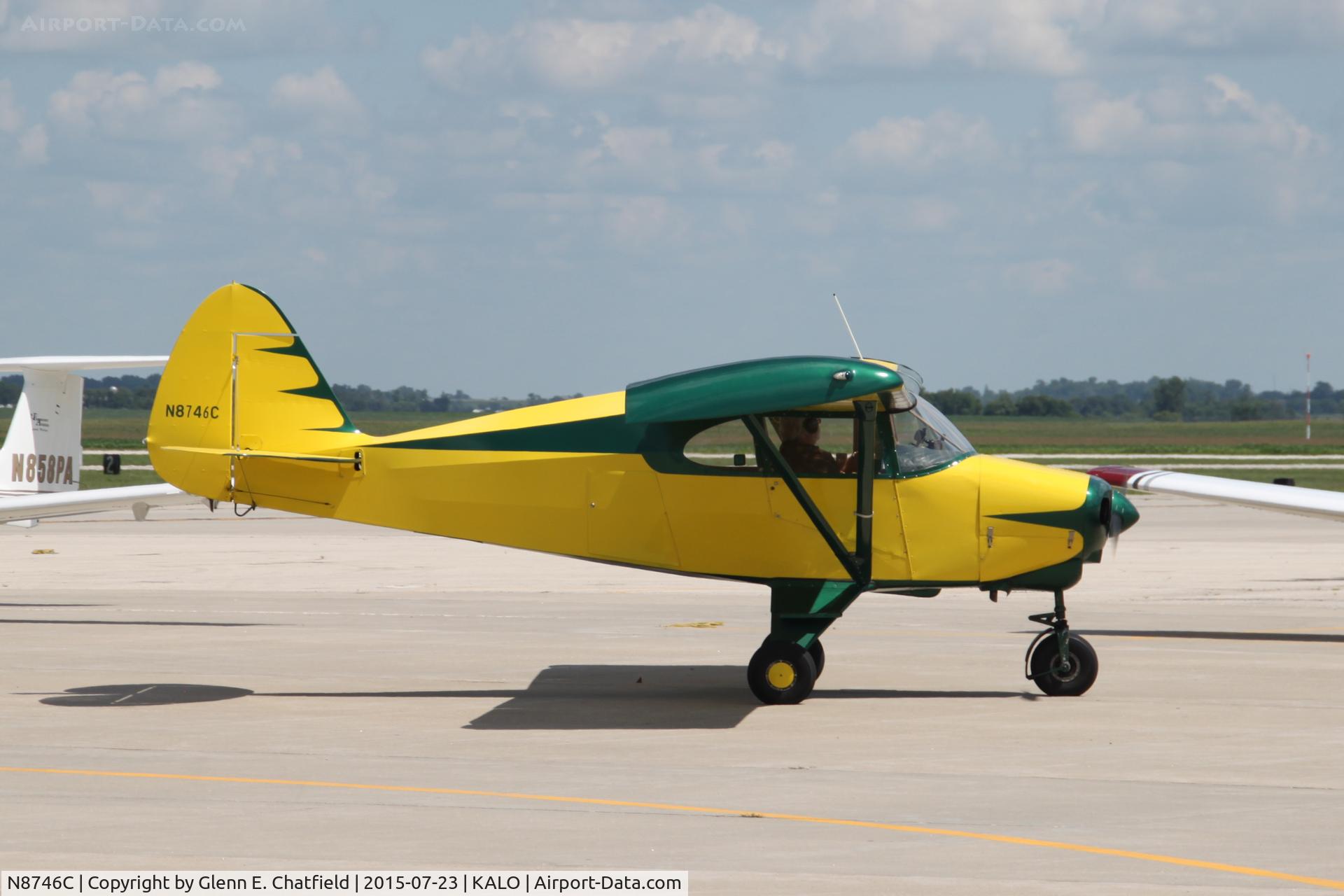 N8746C, 1953 Piper PA-22-135 Tri-Pacer C/N 22-1398, Just arriving, John Deere paint scheme