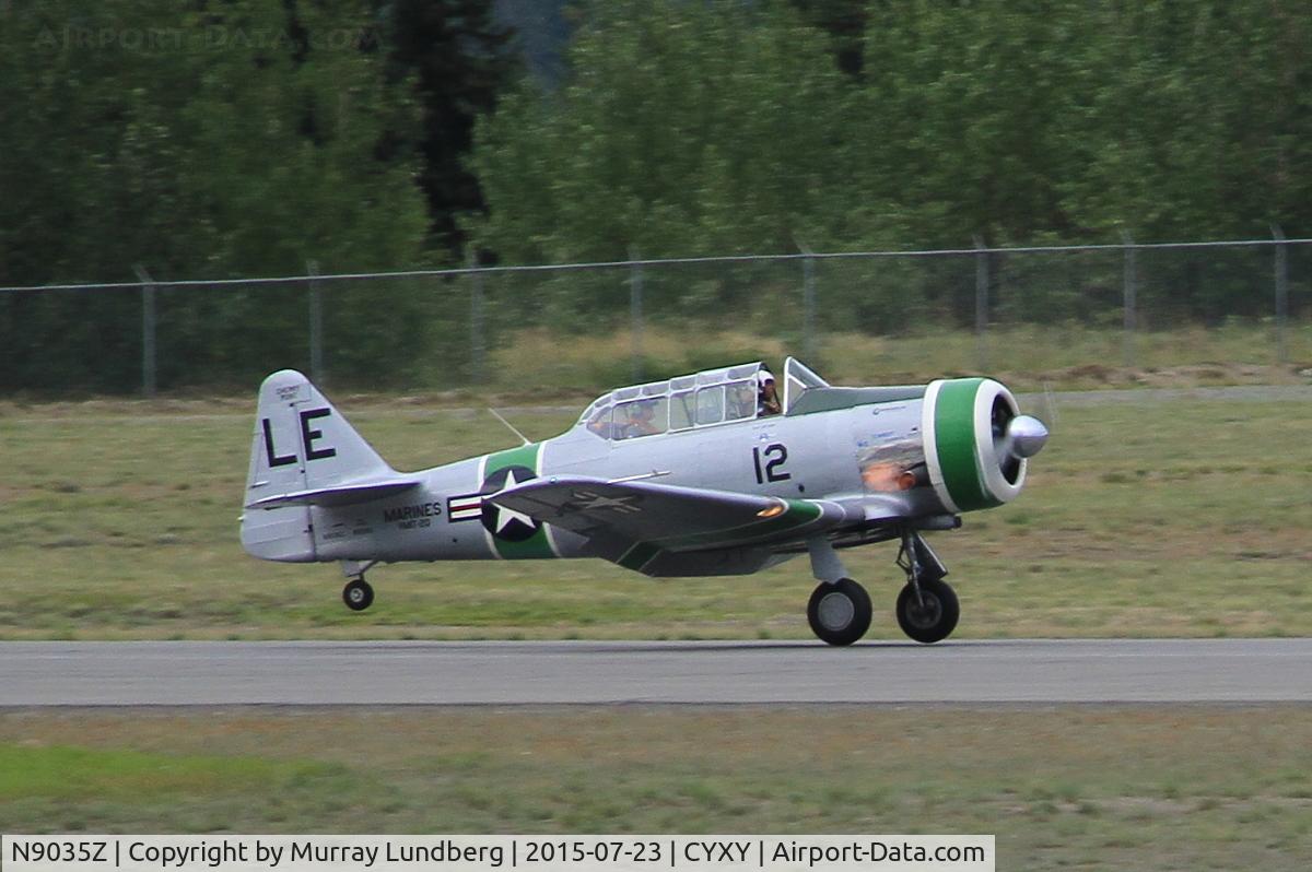 N9035Z, 1949 North American T-6G Texan C/N 168-094, Landing at Whitehorse, Yukon, on ALSIB commemorative flight.