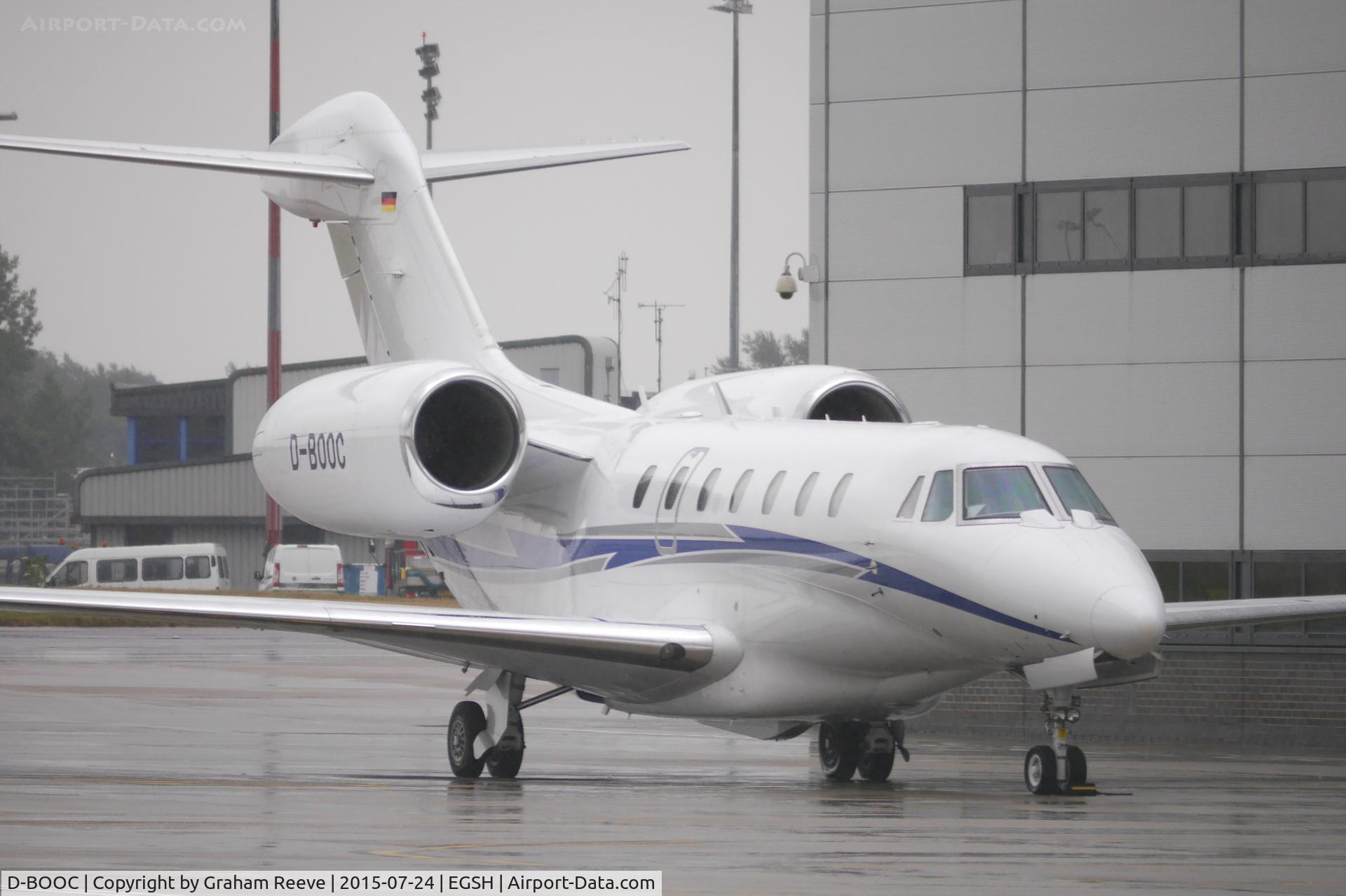 D-BOOC, 2006 Cessna 750 Citation X Citation X C/N 750-0259, Parked at Norwich on a wet and dull afternoon.
