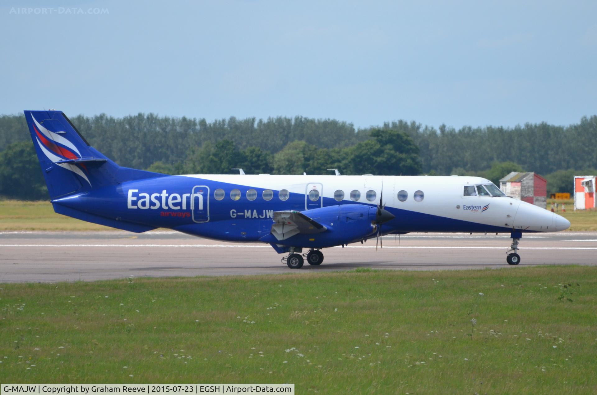 G-MAJW, 1993 British Aerospace Jetstream 41 C/N 41015, About to depart from Norwich.