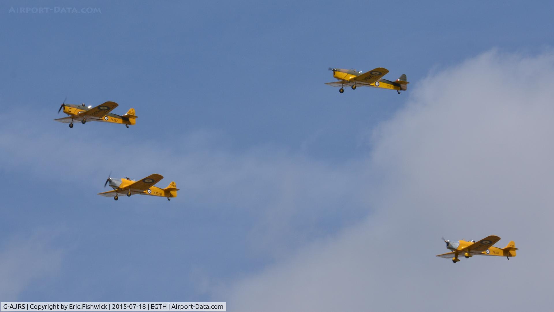 G-AJRS, 1939 Miles M14A Magister C/N 1750, 45. P-6382 leading the four Miles trainers at Shuttleworth Best of British Airshow, July 2015
