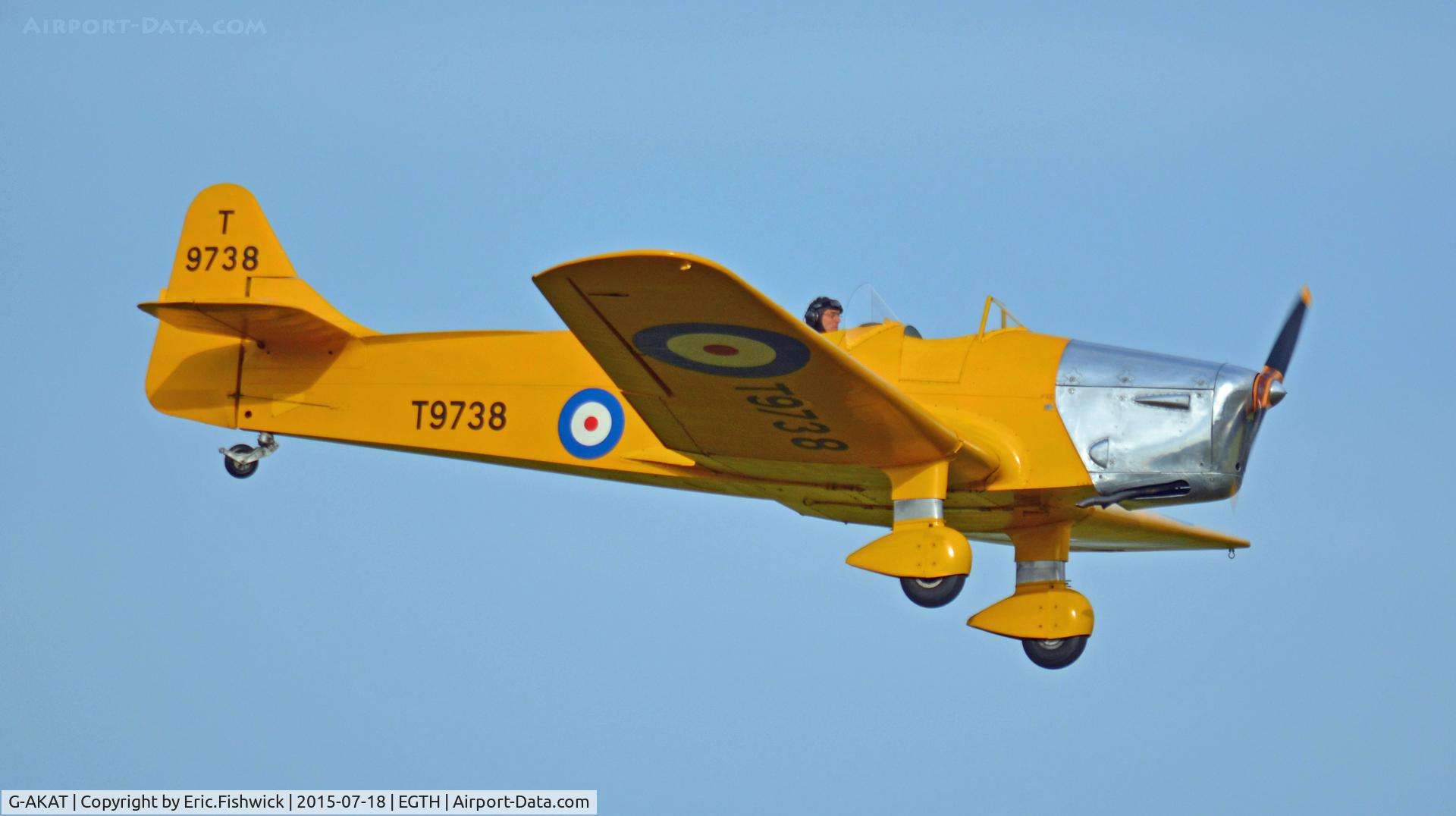 G-AKAT, 1940 Miles M14A Hawk Trainer 3 C/N 2005, 42. T9738 at Shuttleworth Best of British Airshow, July 2015.