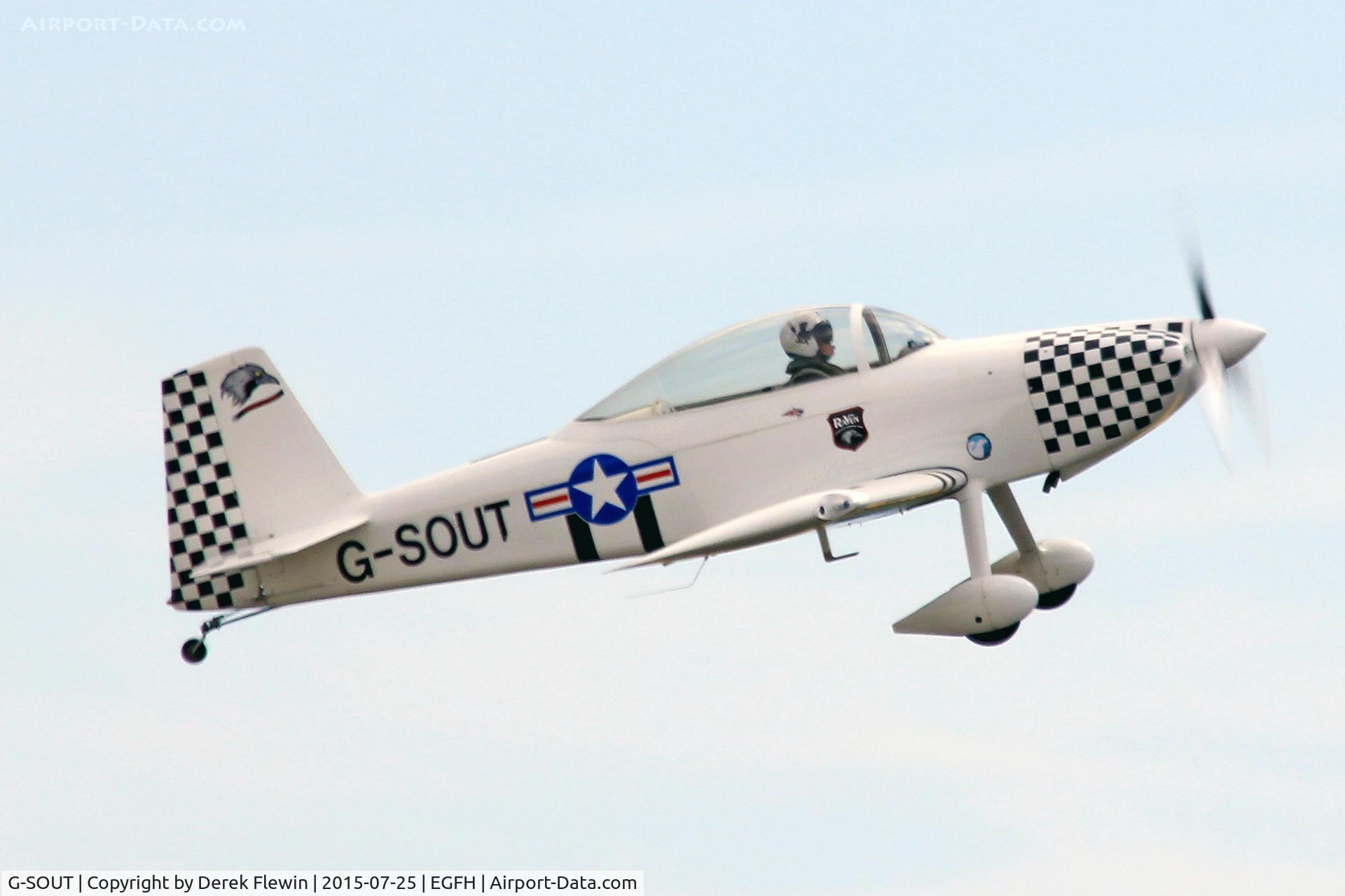 G-SOUT, 2006 Vans RV-8 C/N PFA 303-13295, RV-8, Team Raven, seen departing runway 28 for a local practice.