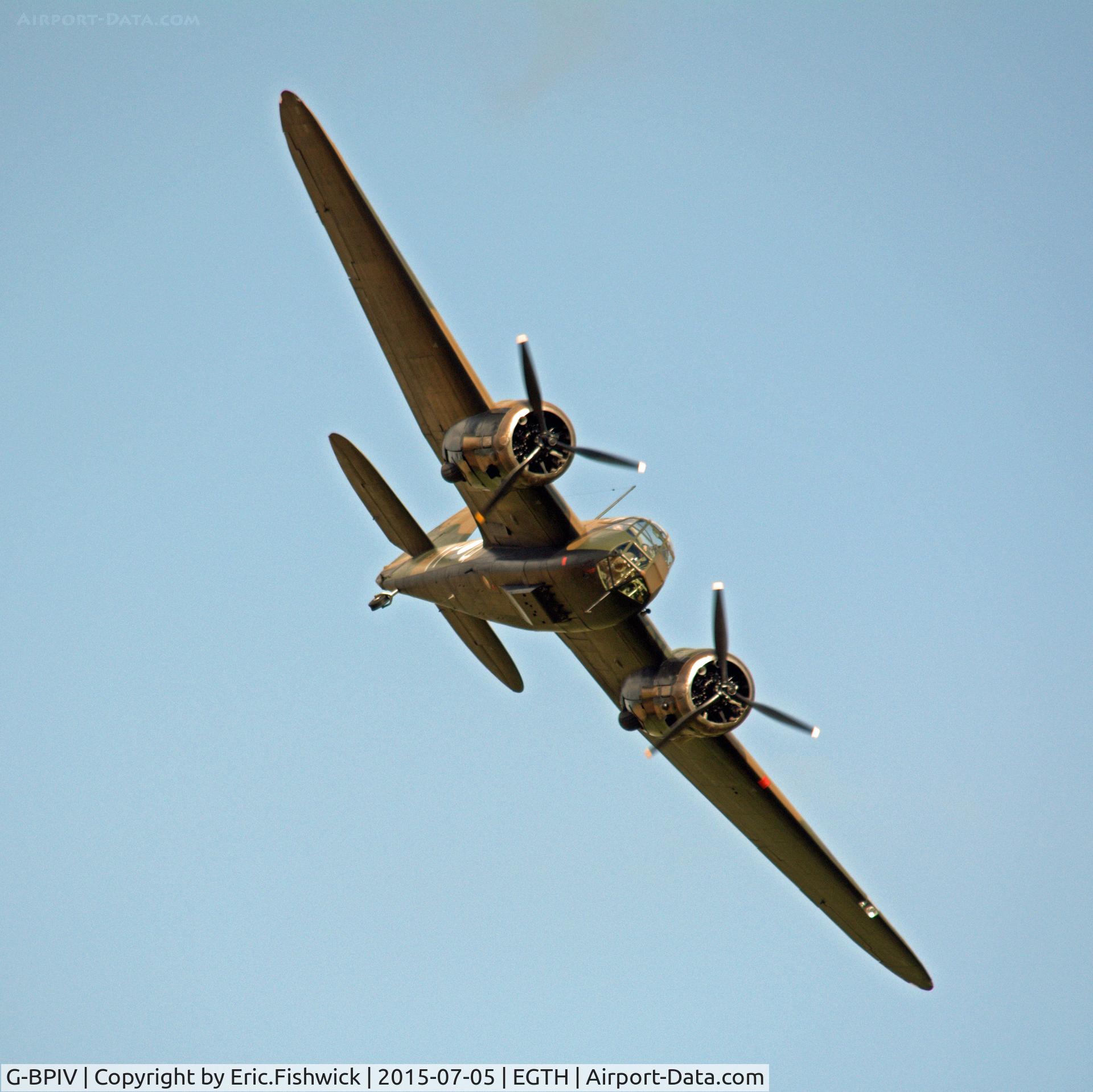 G-BPIV, 1943 Bristol 149 Bolingbroke Mk.IVT C/N 10201, 44. L6739 in display mode at the Shuttleworth Military Pagent Airshow, July 2015.