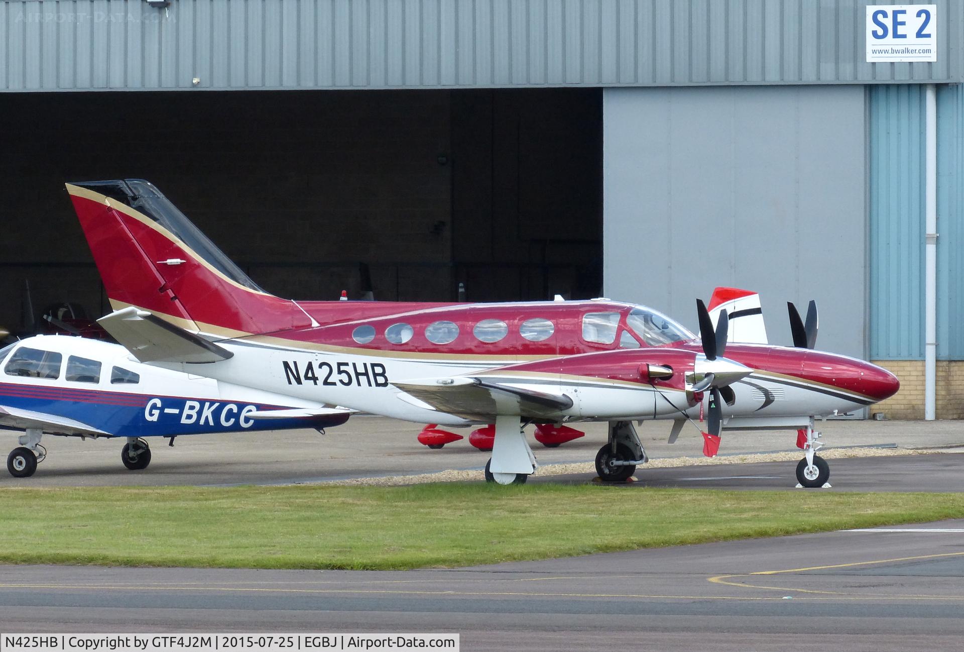 N425HB, 1981 Cessna 425 C/N 425-0073, N425HB at Staverton 25.7.15