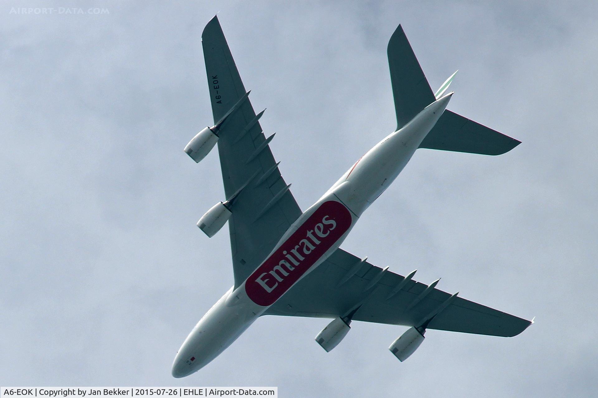 A6-EOK, 2015 Airbus A380-861 C/N 184, Flying at 10.000 feet over Lelystad to Schiphol