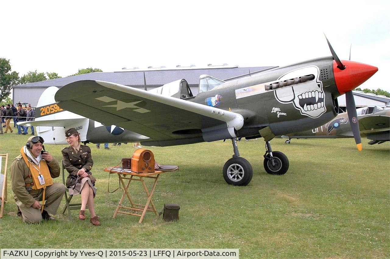 F-AZKU, 1942 Curtiss P-40N Warhawk C/N 29677, Curtiss P-40N Warhawk, Static display, La Ferté-Alais (LFFQ) Air show 2015