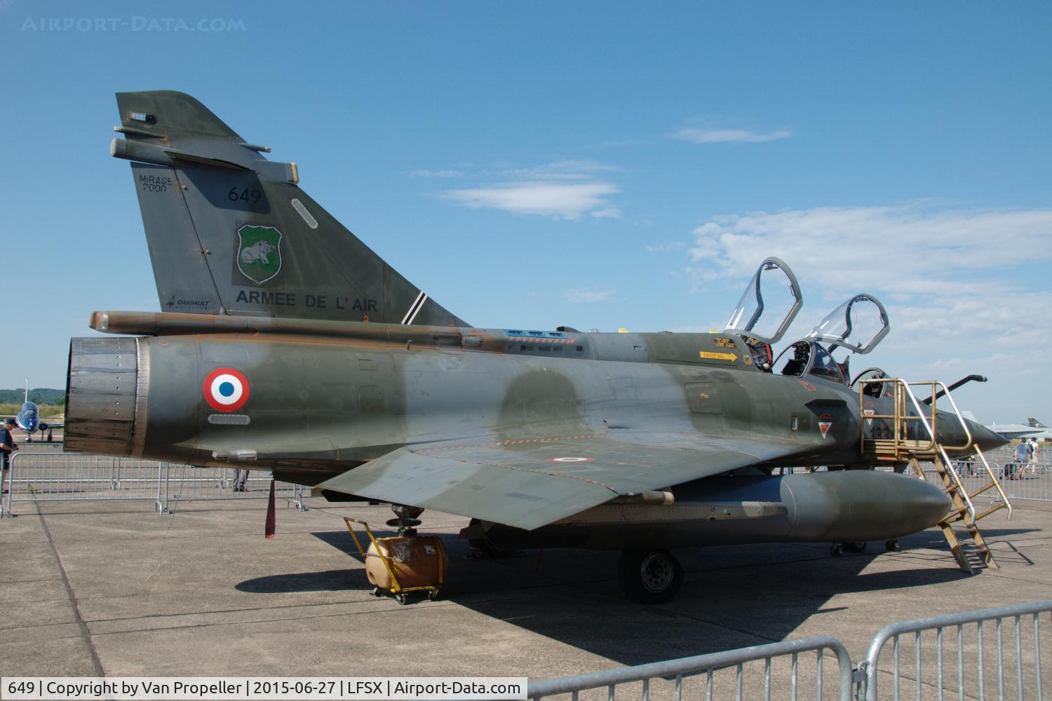 649, Dassault Mirage 2000D C/N 465, Dassault Mirage 2000D fighter trainer at Luxeuil Air Base, Air Meeting 2015.