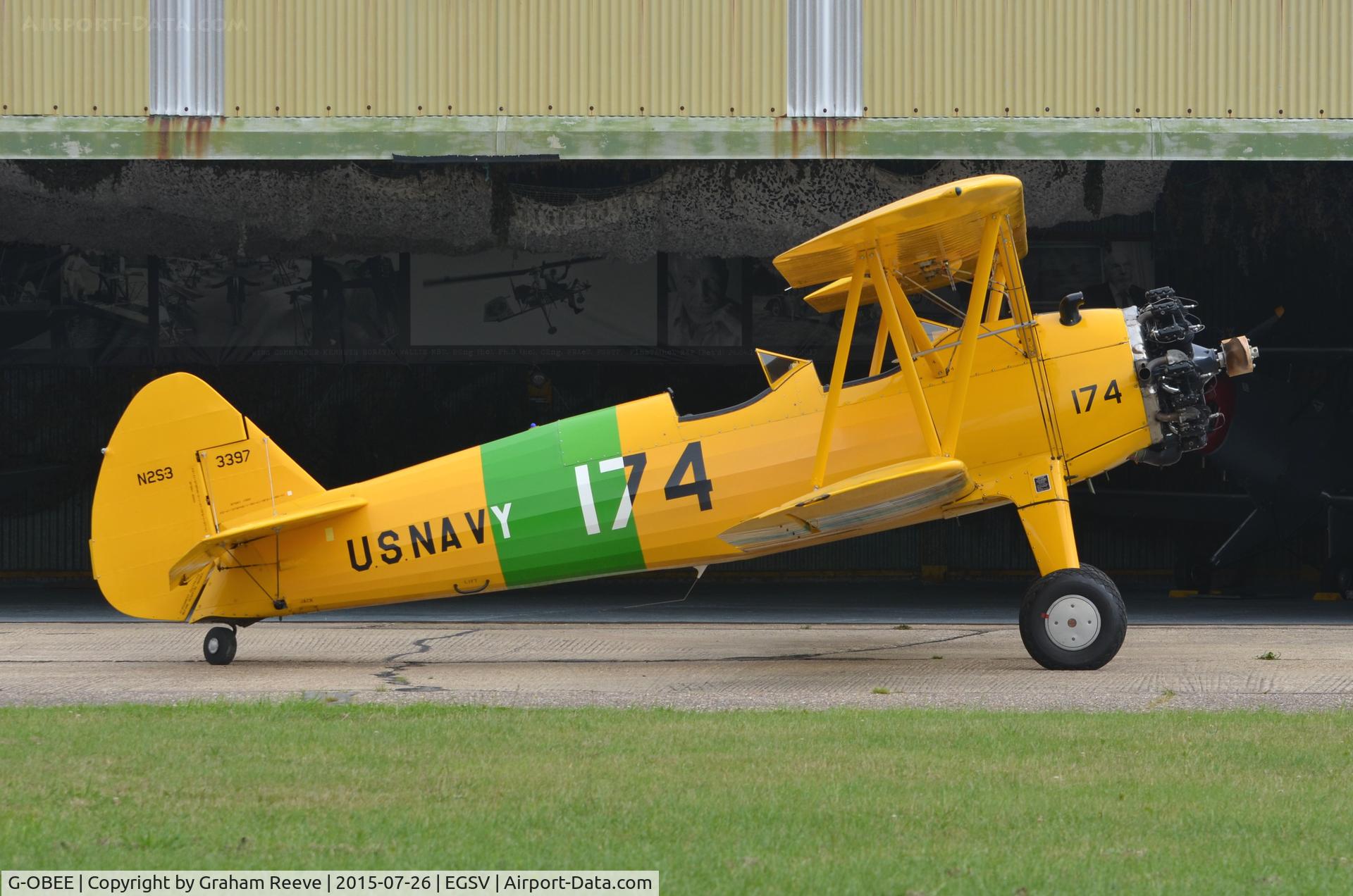 G-OBEE, 1941 Boeing A75N1 C/N 75-1174, Parked at Old Buckenham.