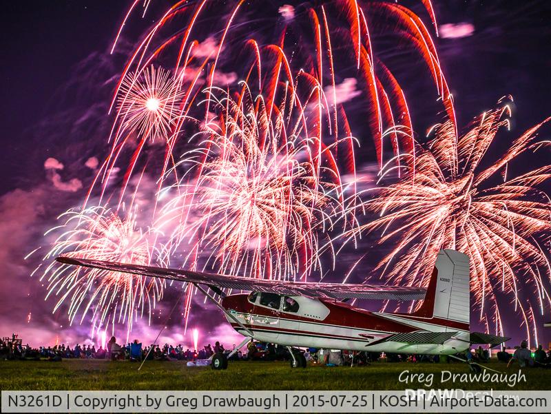 N3261D, 1955 Cessna 180 C/N 32059, The center of my attention at the 2015 Saturday night airshow at Oshkosh 2015