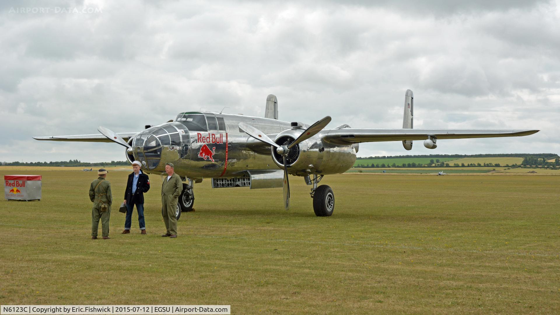 N6123C, 1945 North American B-25J-30-NC Mitchell Mitchell C/N 108-47647, 4. N6123C with re-enactors at The Flying Legends Air Show, July 2015.