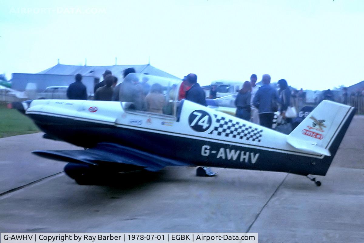 G-AWHV, 1969 Rollason Beta B2A C/N RAE/02, Rollason Beta B.2A [RAE/02] Sywell~G 01/07/1978. From a slide.