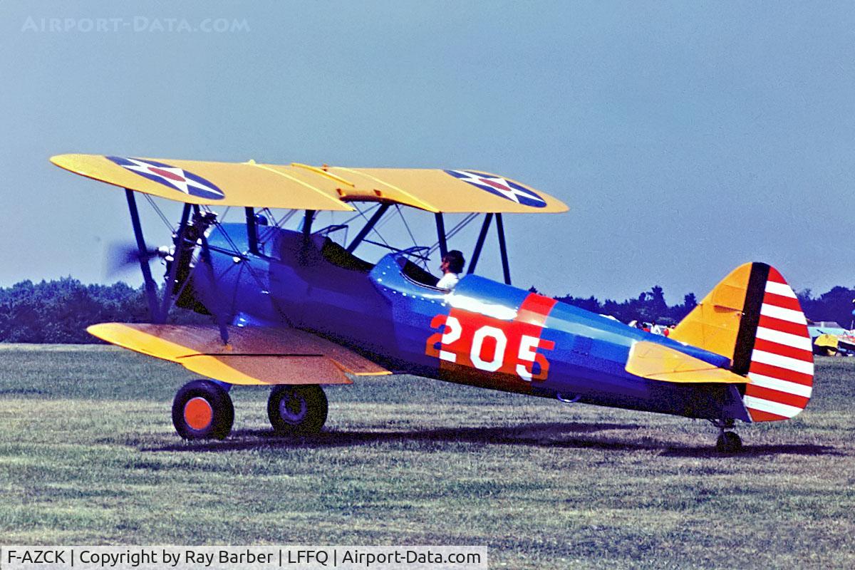 F-AZCK, 1941 Boeing A75N1 (PT-17) C/N 75-1653, Boeing Stearman PT-17 Kaydet [75-1653] La Ferte Alais~F 30/05/1982. From a slide.