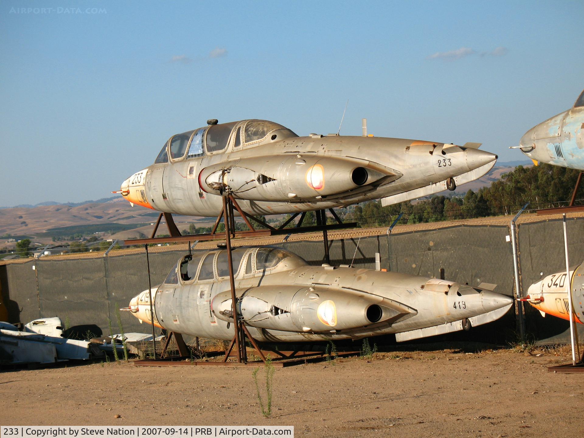 233, Fouga CM-170R Magister C/N 233, ex French AF Fouga CM.170 Magisters No. 233 and No. 419 stacked at Estrella Air Museum side lot