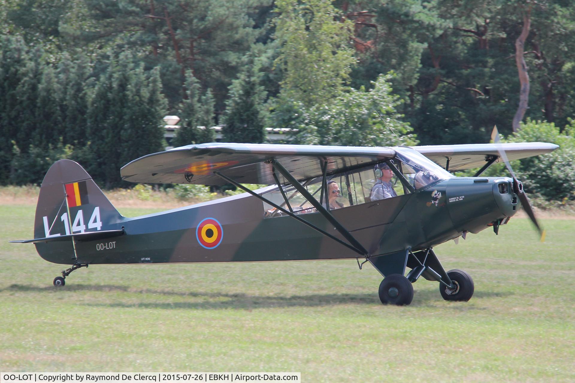 OO-LOT, 1953 Piper L-18C Super Cub (PA-18-95) C/N 18-3218, OO-LOT arriving at the Keiheuvel fly-in 2015 with new c/s.