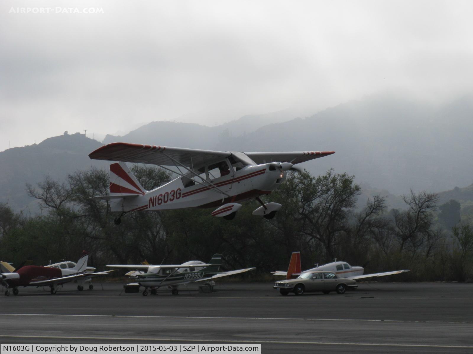 N1603G, 1968 Champion 7ECA Citabria C/N 609, 1968 Champion 7ECA CITABRIA, Lycoming O-235 115 Hp, takeoff climb Rwy 22 on a murky morning