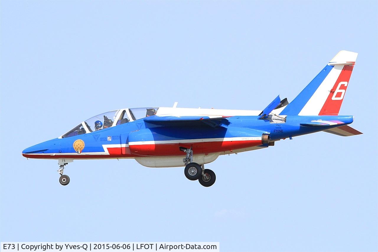E73, Dassault-Dornier Alpha Jet E C/N E73, Dassault-Dornier Alpha Jet E (F-TENE), Athos 06 of Patrouille de France 2015, Short approach rwy 02, Tours Air Base 705 (LFOT-TUF) Air show 2015
