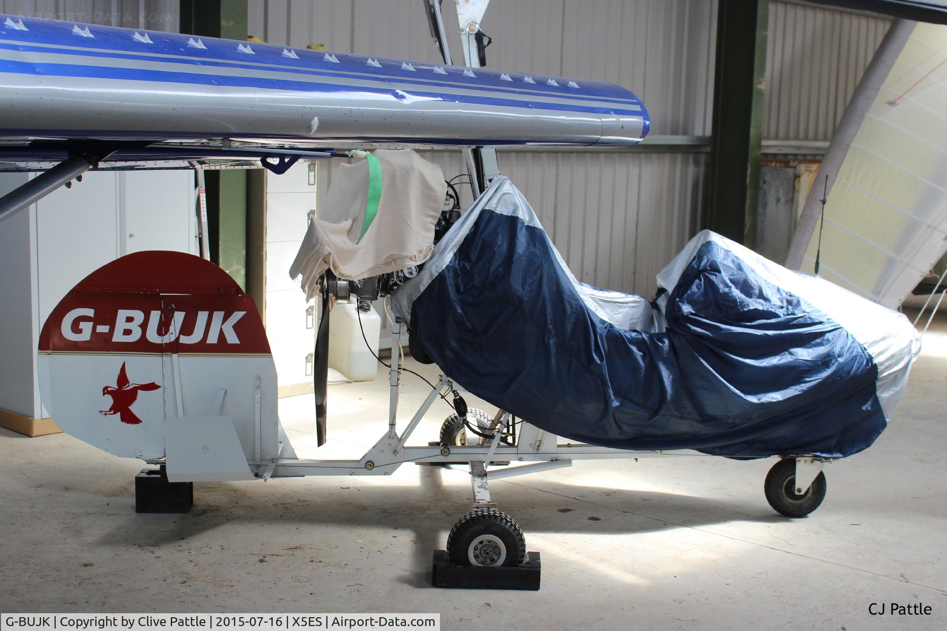 G-BUJK, 1994 Montgomerie-Bensen B-8MR Gyrocopter C/N PFA G/01-1211, Hangared at Eshott, Northumberland, UK.