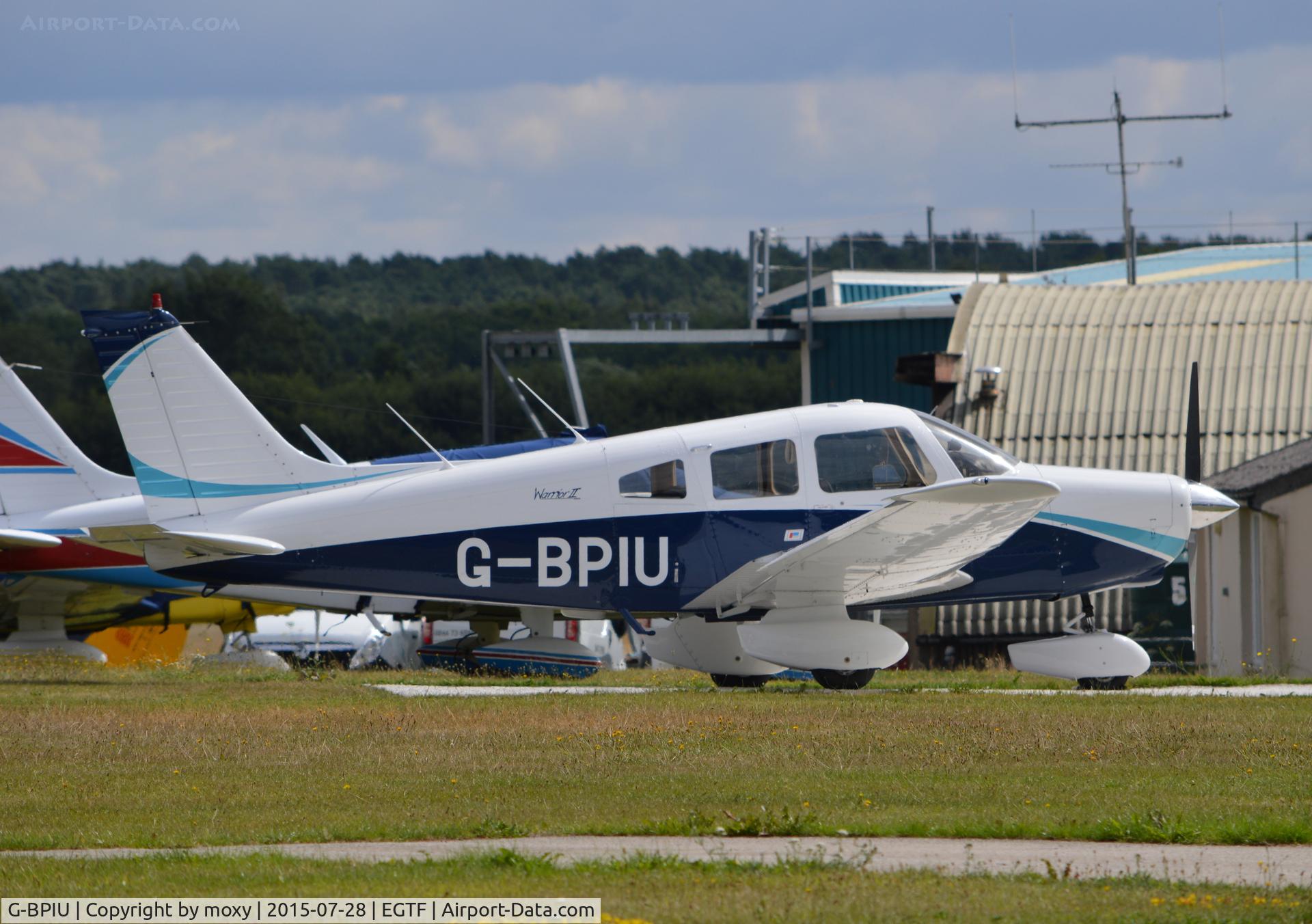 G-BPIU, 1979 Piper PA-28-161 Cherokee Warrior II C/N 28-7916303, Cherokee Warrior II at Fairoaks. Ex N3028T.