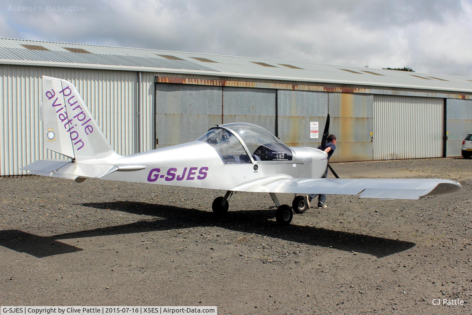 G-SJES, 2007 Cosmik EV-97 TeamEurostar UK C/N 2918, Under tow with based Purple Aviation at Eshott Airfield, Northumberland, UK.