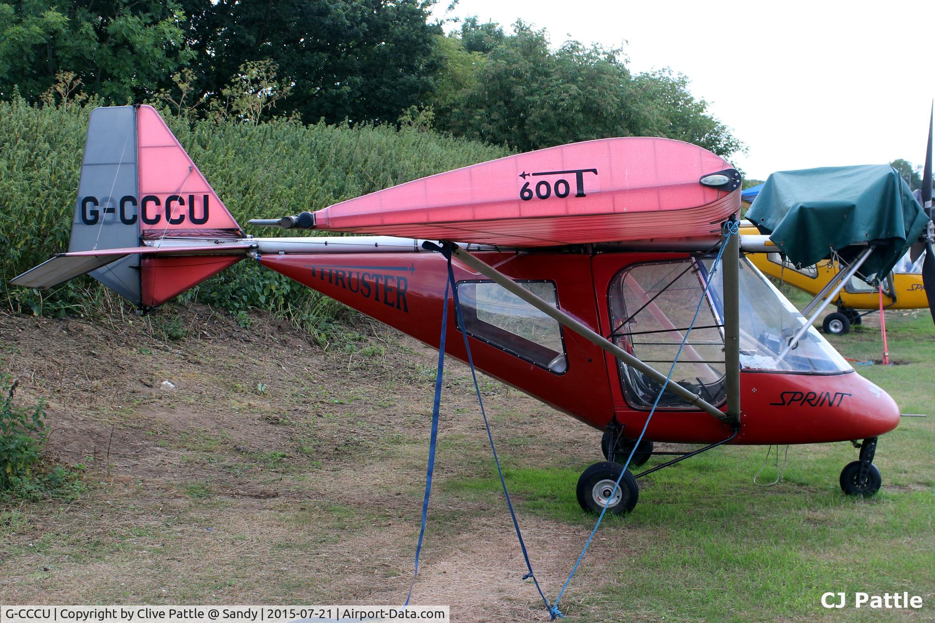 G-CCCU, 2002 Thruster T600N 450 C/N 0034-T600N-084, Parked up at the Sandy Microlight Airfield at Sandy, Bedfordshire, UK