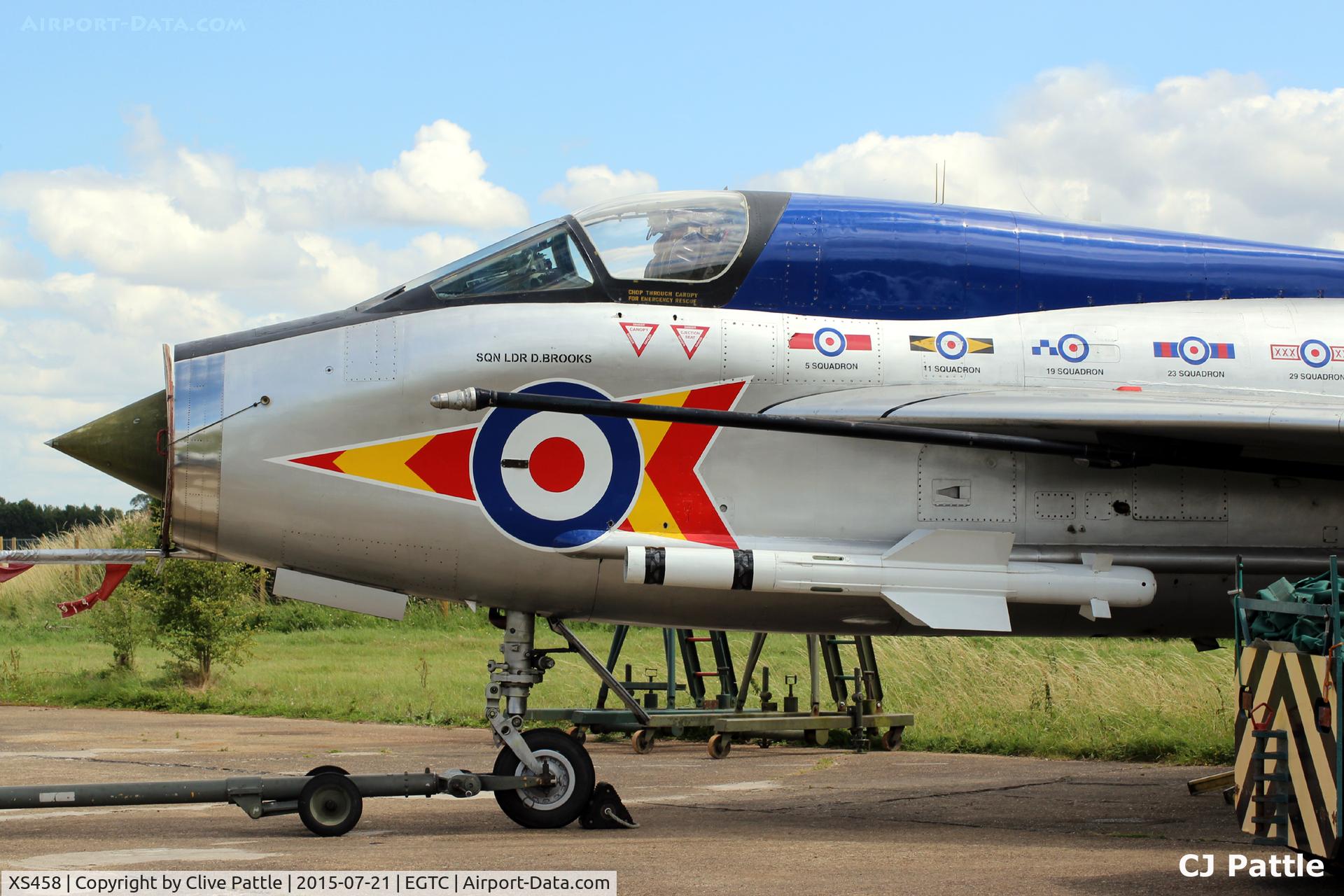 XS458, 1965 English Electric Lightning T.5 C/N 95018, Nose detail - Parked at Cranfield, Bedfordshire. UK EGTC