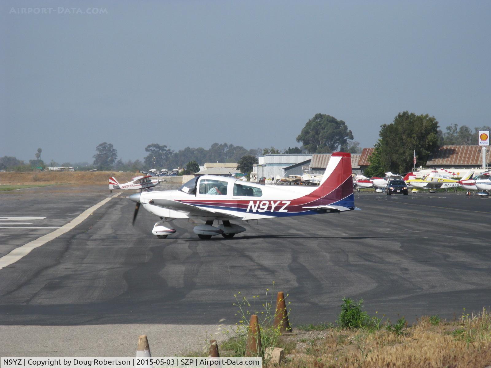 N9YZ, 1975 Grumman American AA-5A Cheetah C/N AA5-0822, 1975 Grumman AA-5A CHEETAH, Lycoming O-320 150 Hp, taking the active for takeoff Rwy 22, Young Eagles flight