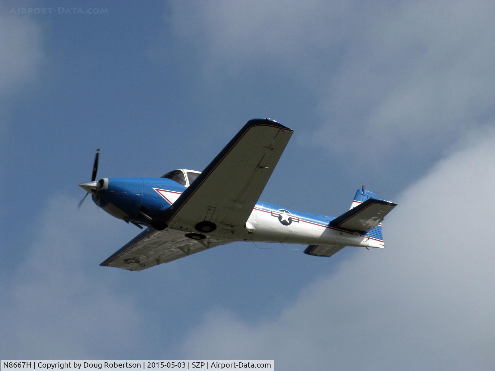 N8667H, 1947 North American Navion C/N NAV-4-667, 1947 North American NAVION, Continental IO-520 285 Hp upgrade, takeoff climb Rwy 22, will fly Young Eagles today