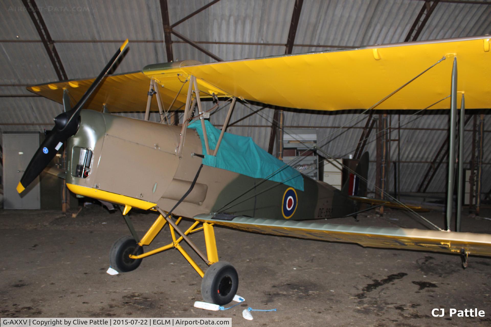 G-AXXV, 1944 De Havilland DH-82A Tiger Moth II C/N 85852, Hangared at White Waltham EGLM
