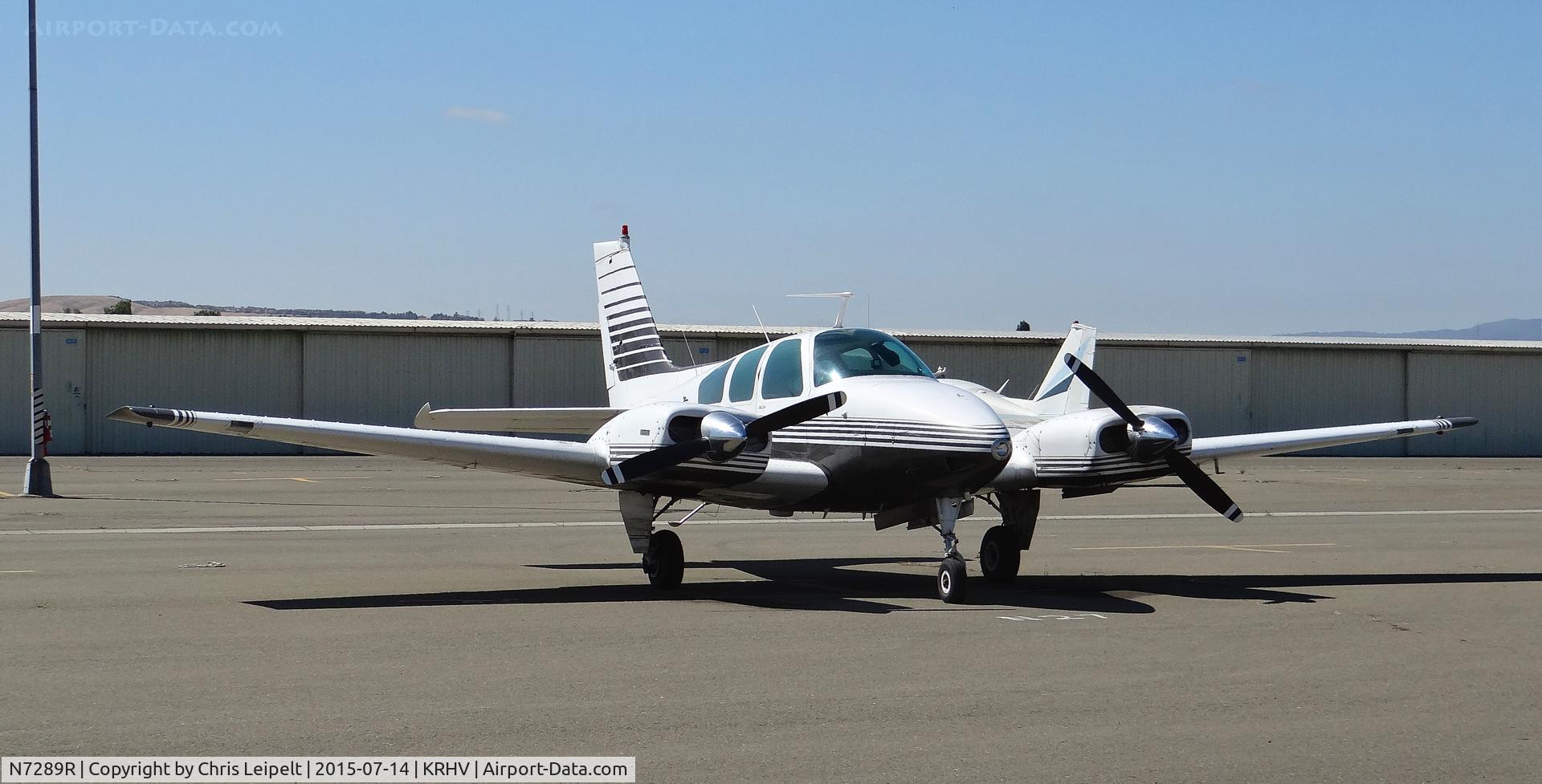 N7289R, 1975 Beech 95-B55 (T42A) Baron C/N TC-1829, A locally based 1975 Beechcraft Baron 55 parked at the south tie downs at Reid Hillview Airport, CA.