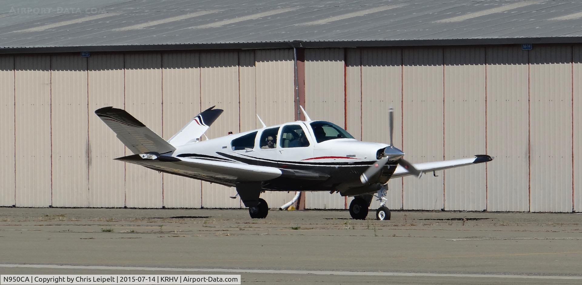 N950CA, 1974 Beech V35B Bonanza C/N D-9667, A locally based 1974 Beechcraft V35B Bonanza with a new paint taxing to its tie down at Reid Hillview Airport, CA.