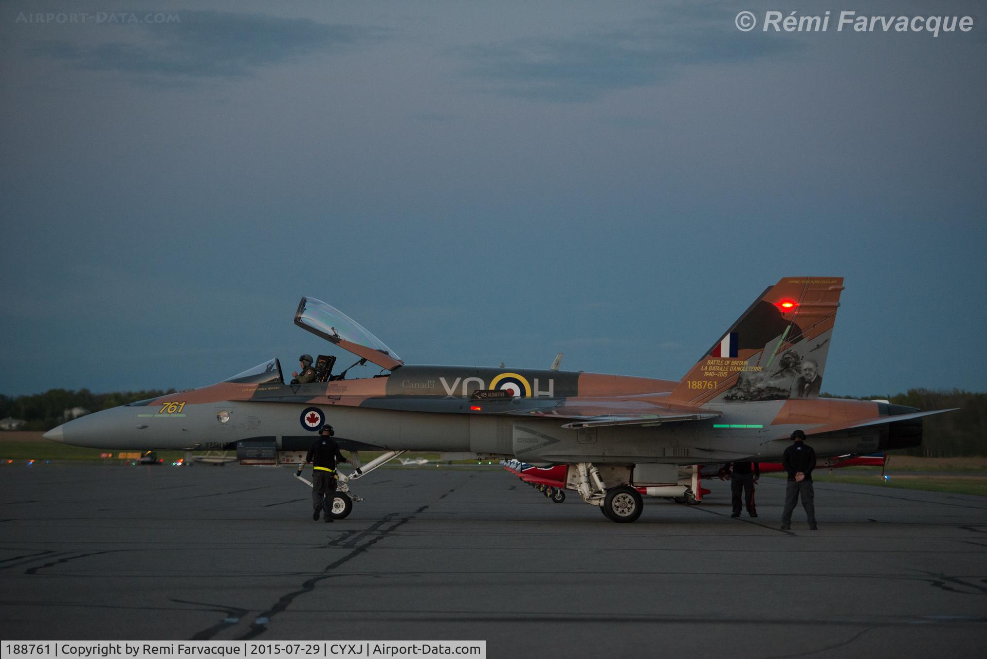 188761, 1986 McDonnell Douglas CF-188A Hornet C/N 417/A346, Parking after routine, 2128h. Fort St. John International Air Show