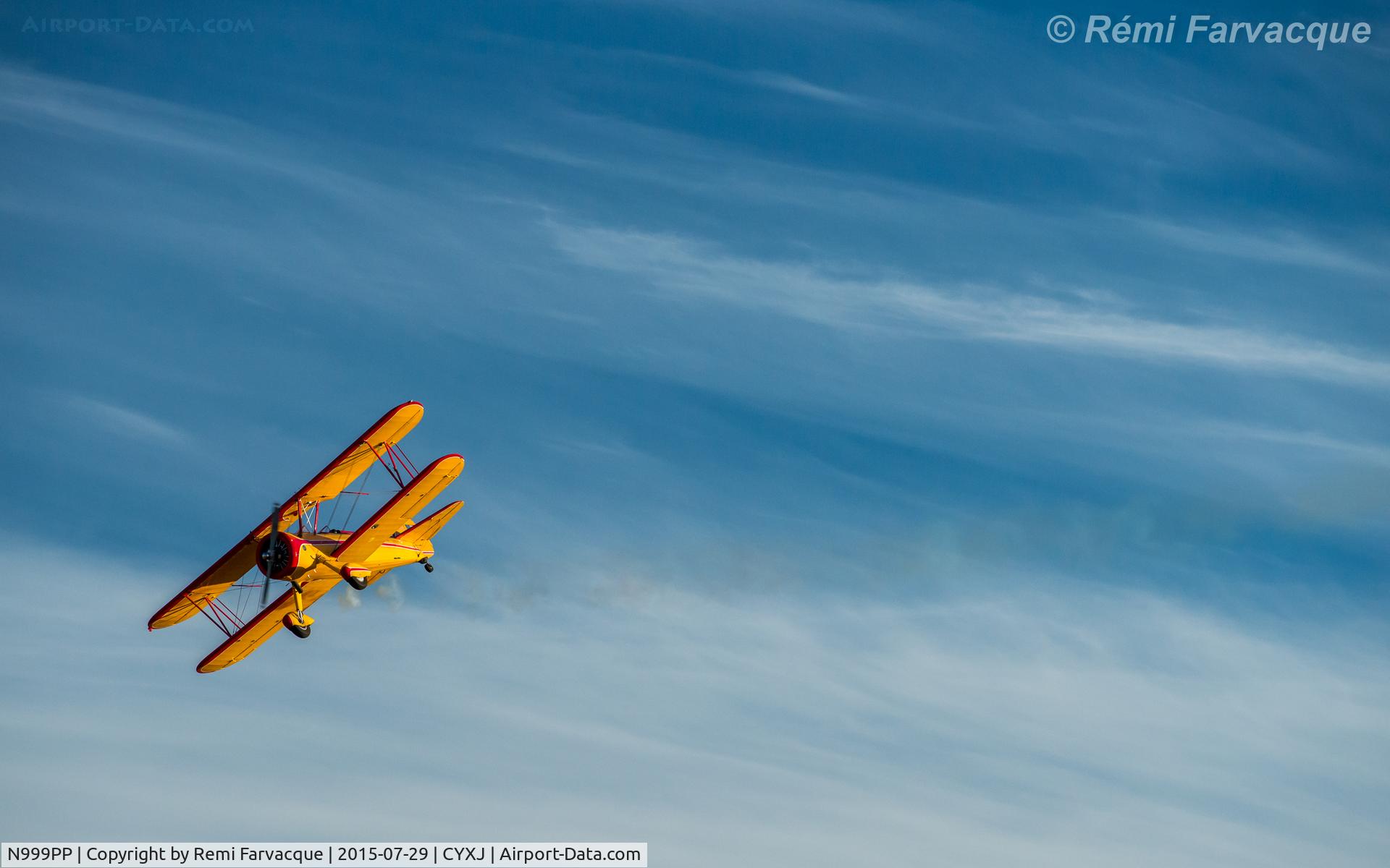 N999PP, 1941 Boeing A75N1(PT17) C/N 75-2389, From performance @ 2015h, Fort St. John International Air Show.